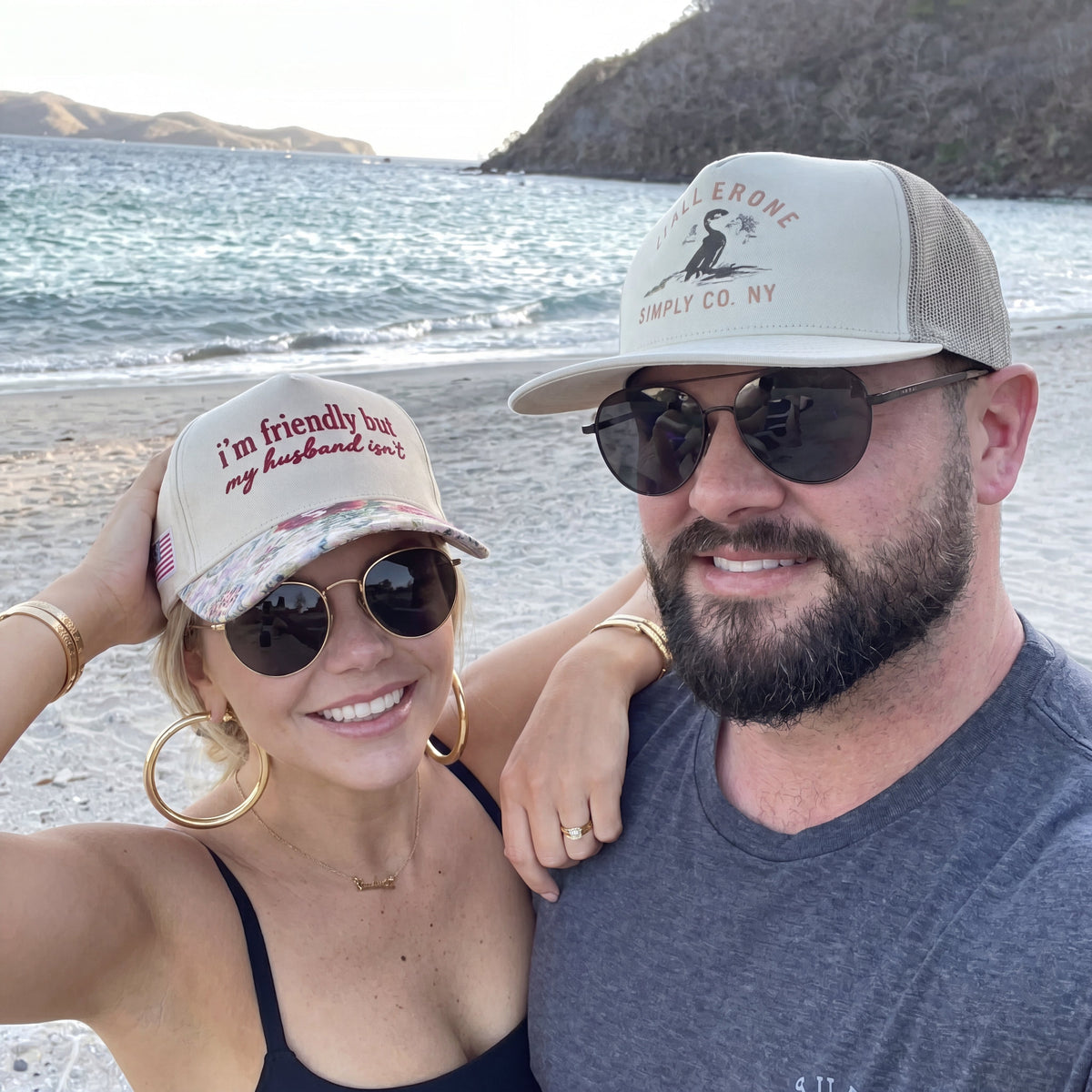 I'm Friendly But My Husband Isn't Floral Hat