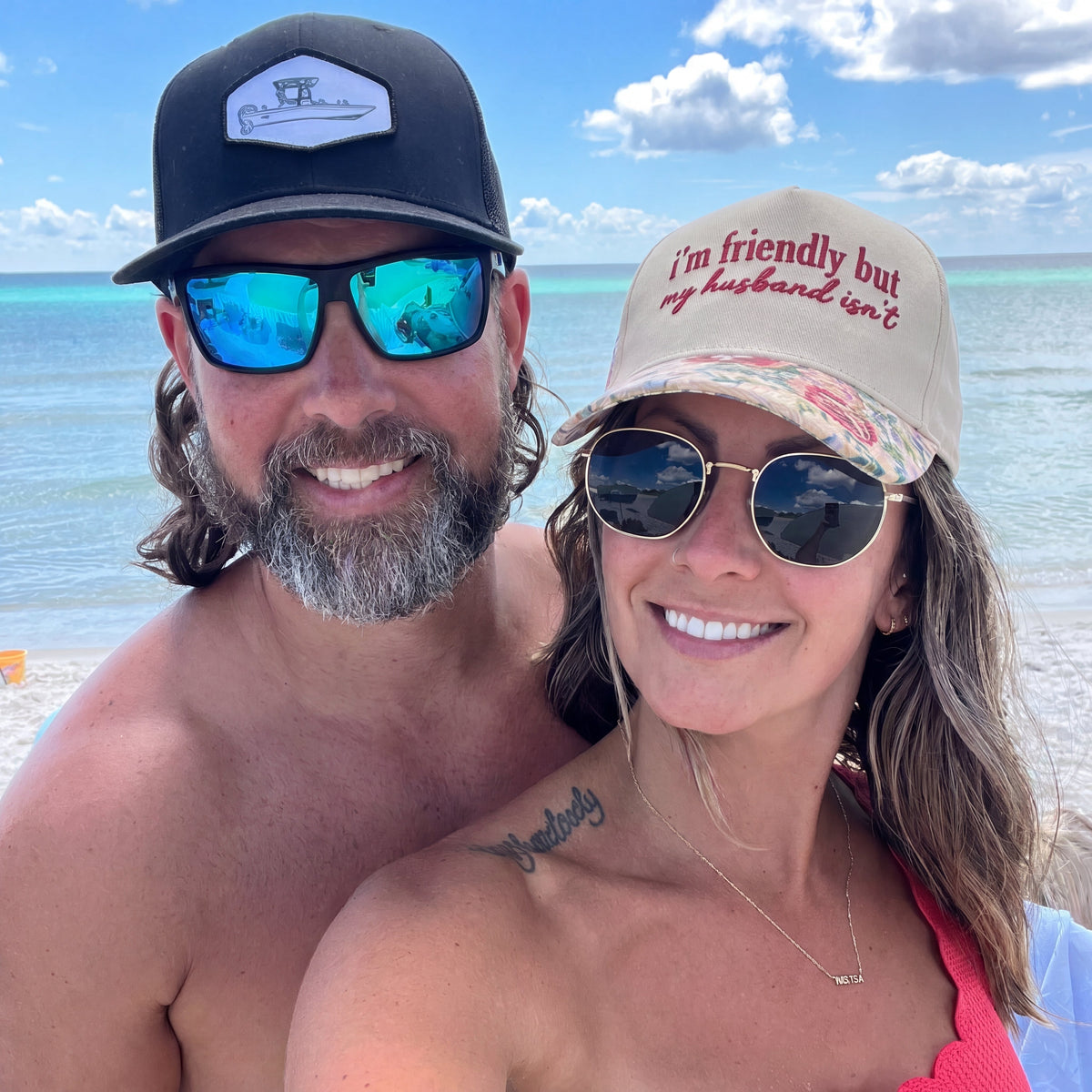 I'm Friendly But My Husband Isn't Floral Hat