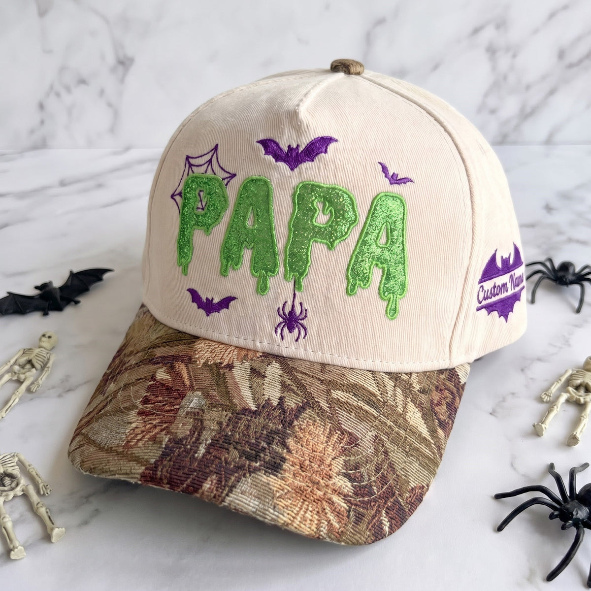 PAPA Neon Gliter Pumpkin Tapestry Brim Hat