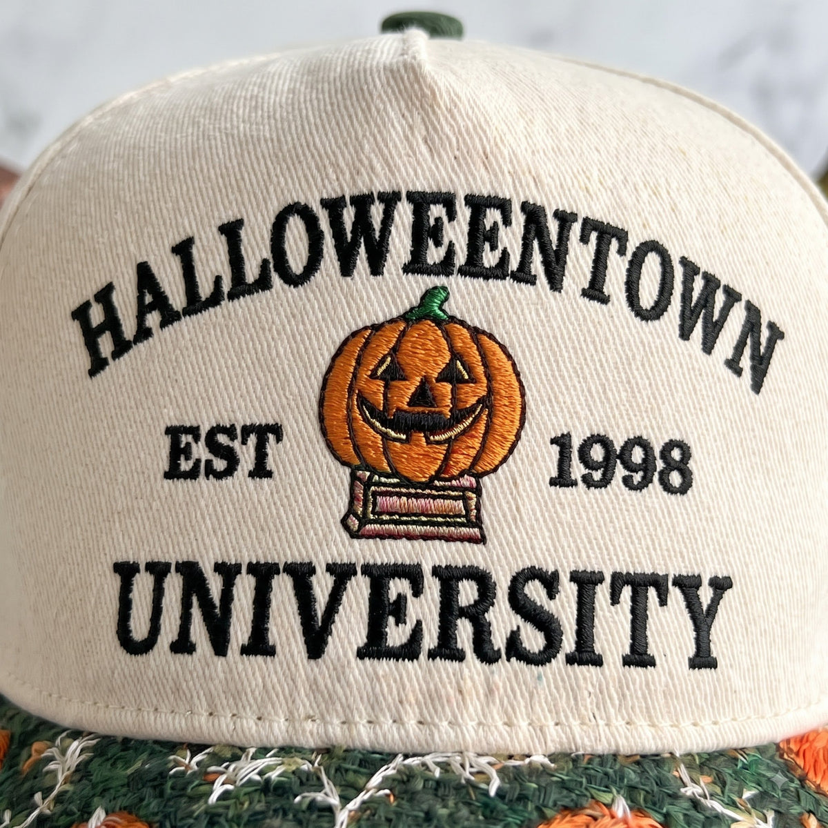 Halloween University Pumpkin Tapestry Brim Hat