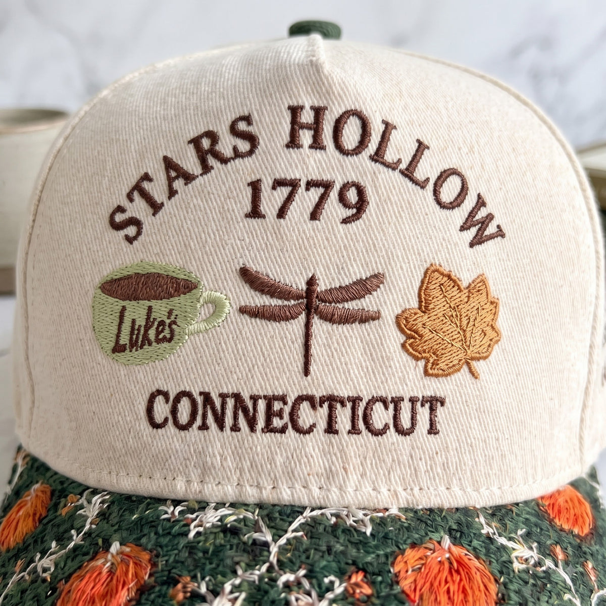Stars Hollow Pumpkin Tapestry Brim Hat