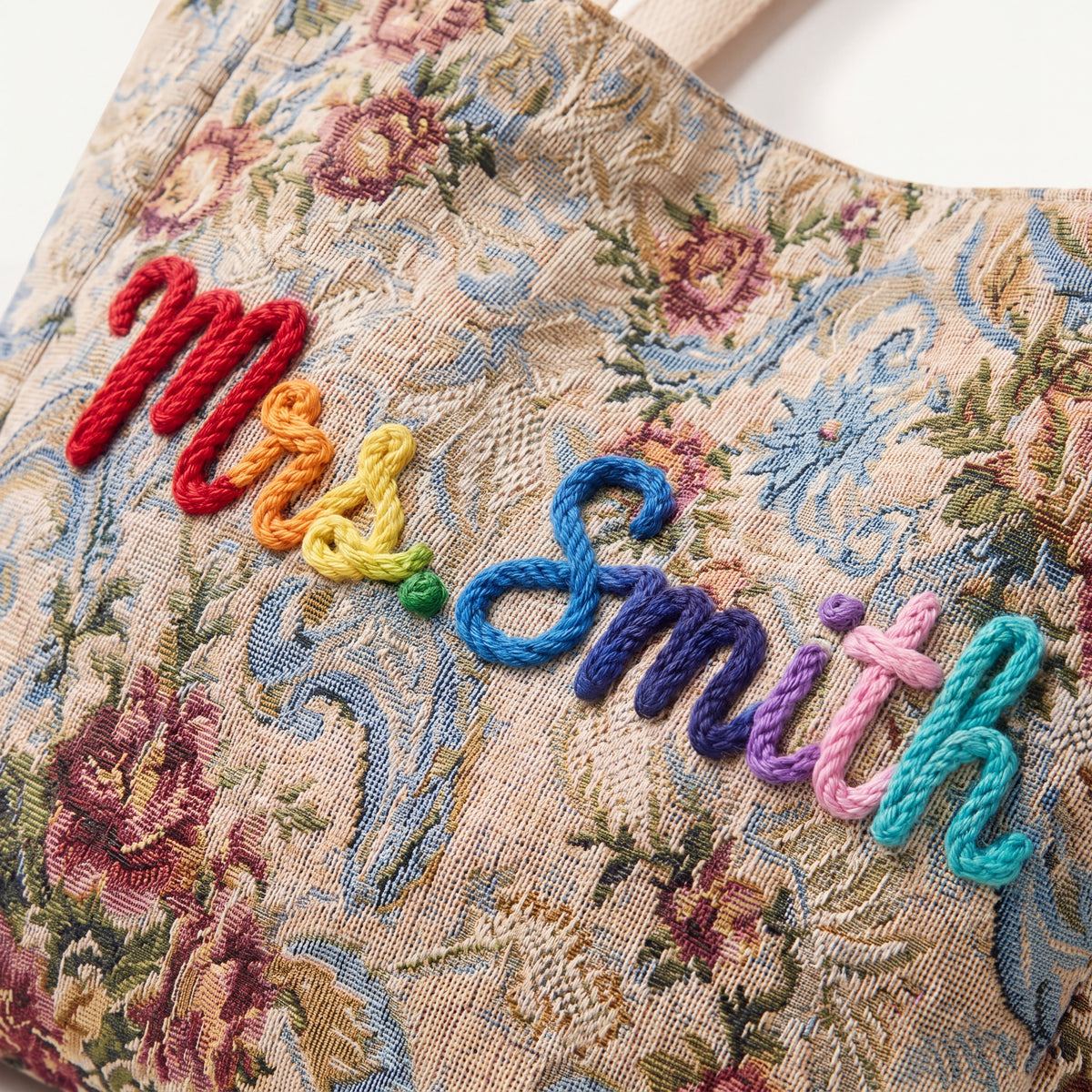Embroidered Tapestry Floral Tote Bag