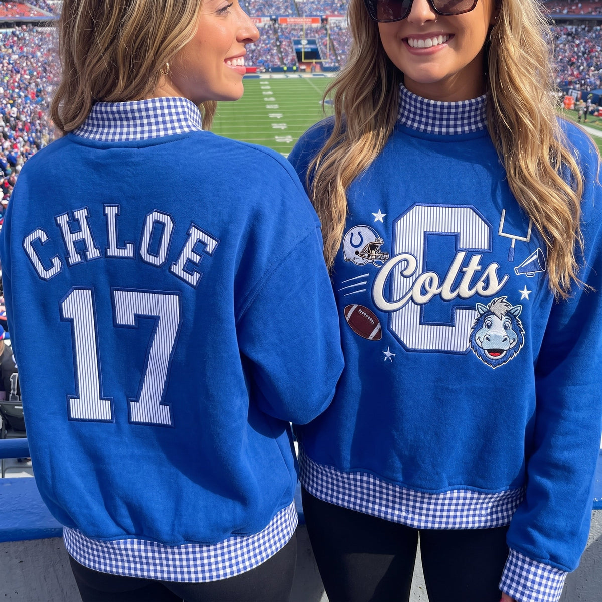 States Mascot Appliqué Gingham Mockneck