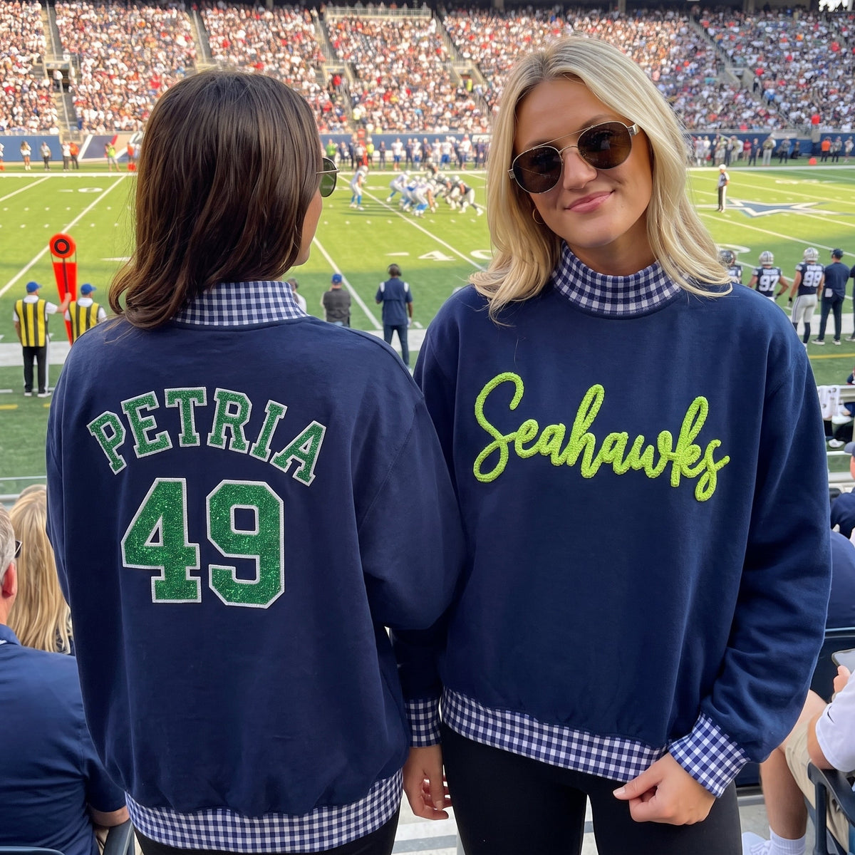 States Chenille Yarn Gingham Mockneck
