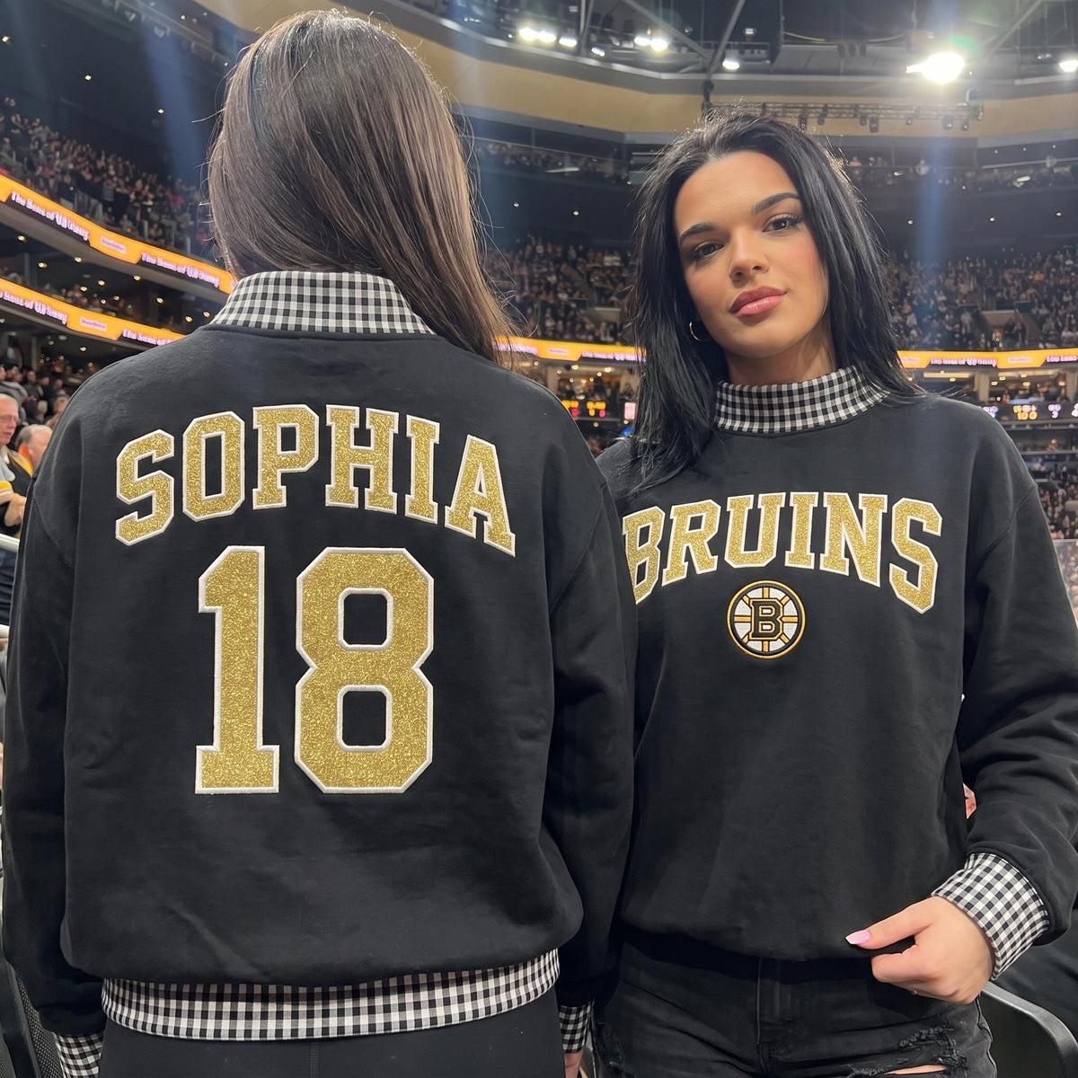 Hockey Appliqué Gingham Mockneck