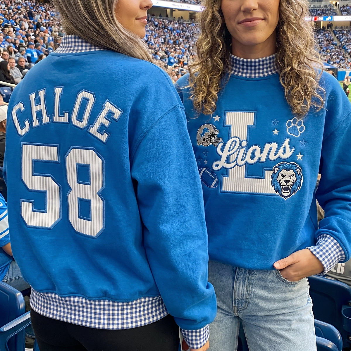States Mascot Appliqué Gingham Mockneck