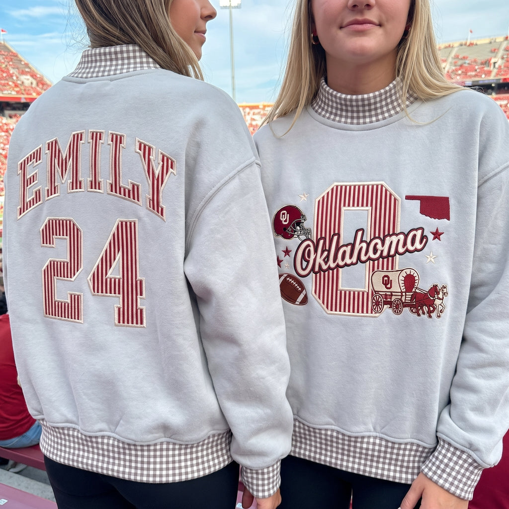 Colleges Mascot Appliqué Gingham Mockneck