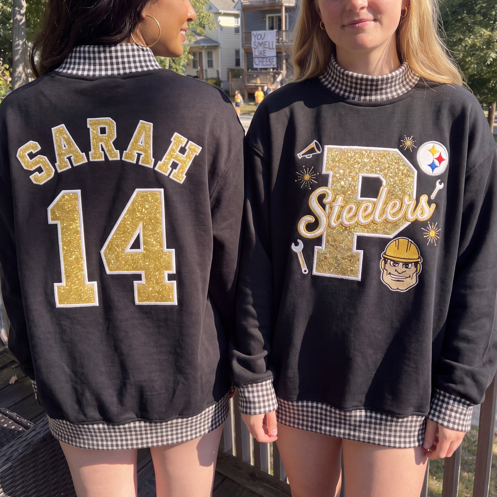 States Mascot Appliqué Gingham Mockneck