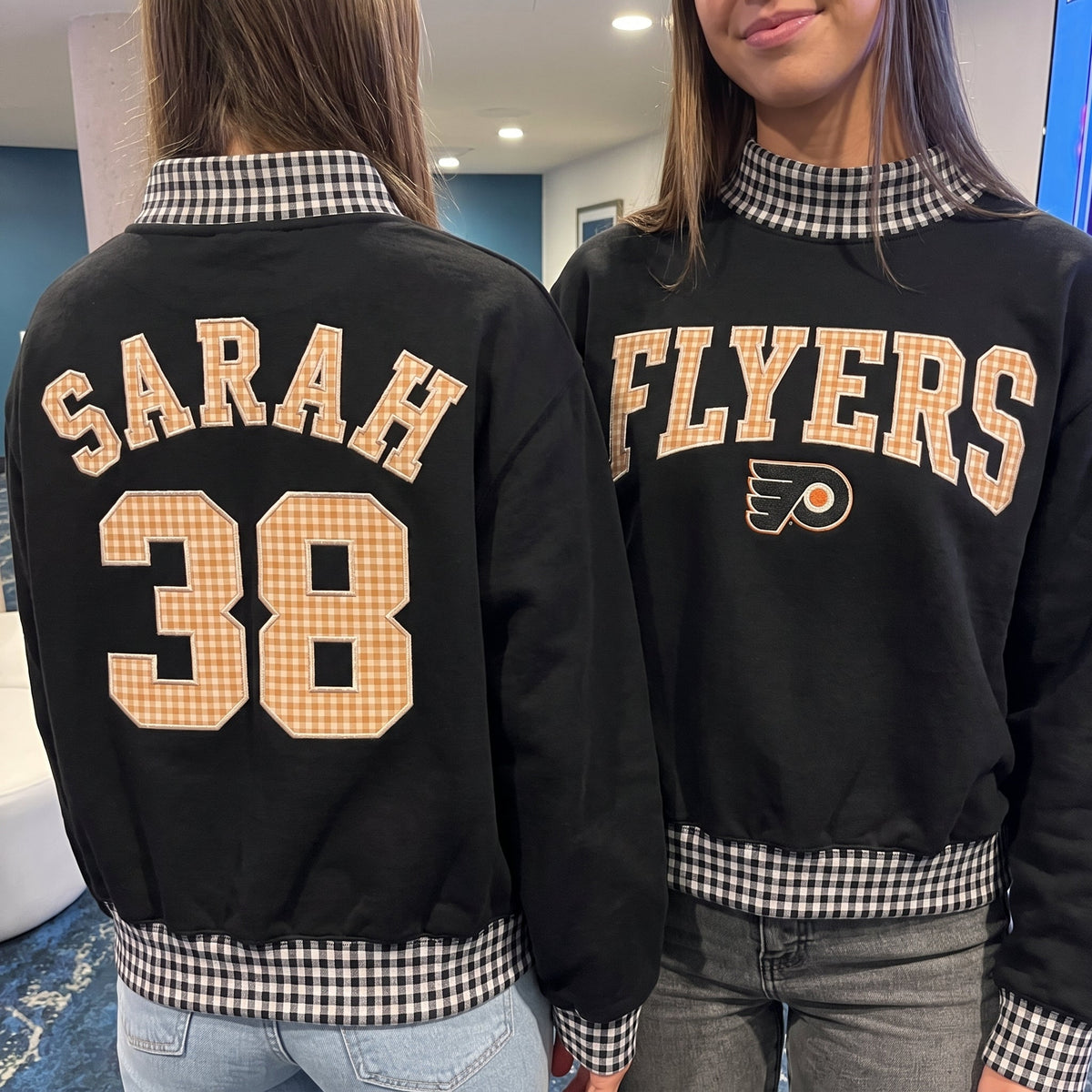 Hockey Appliqué Gingham Mockneck