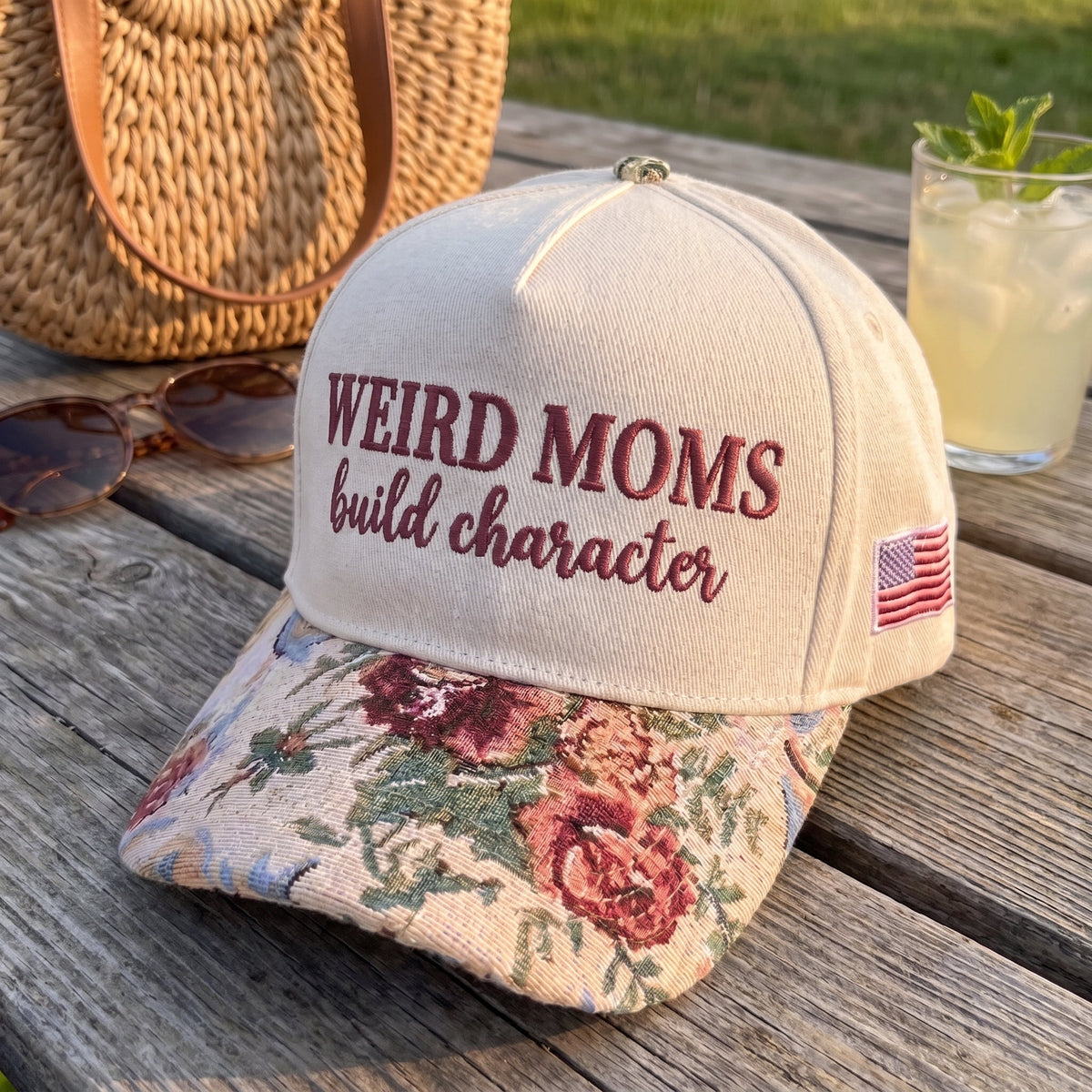 Weird Moms Build Character FLoral Hat