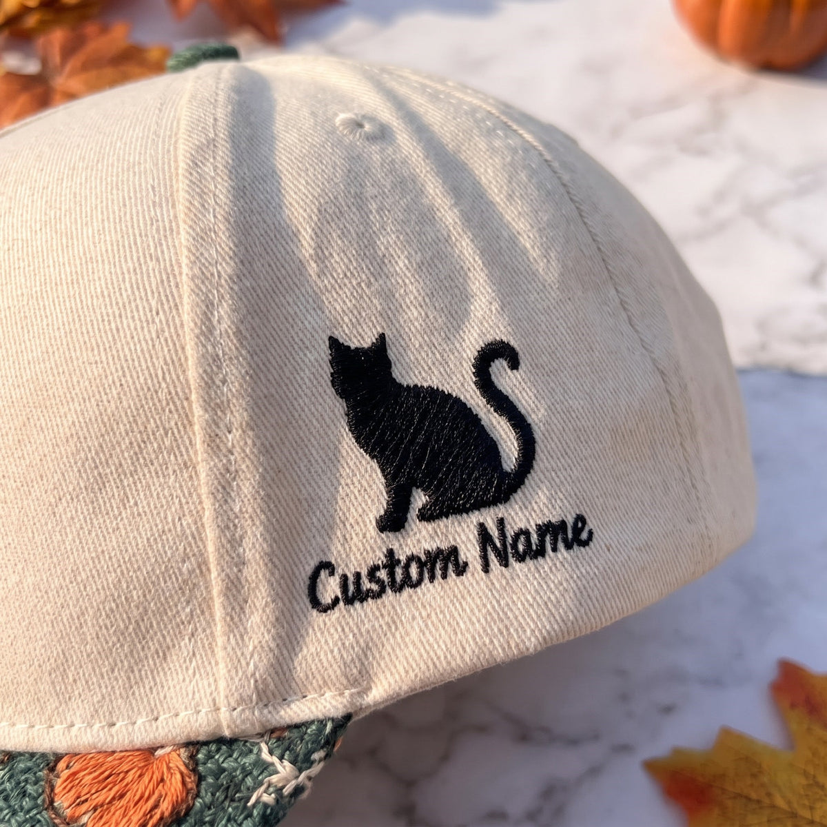 Ghost & Cat Pumpkin Tapestry Brim Hat