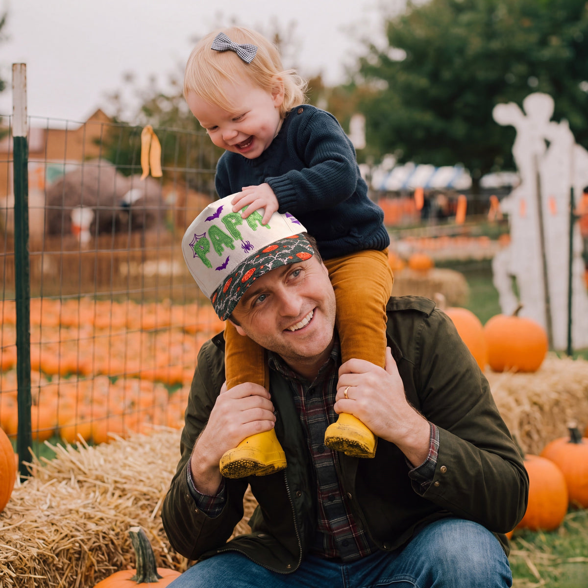 PAPA Neon Gliter Pumpkin Tapestry Brim Hat