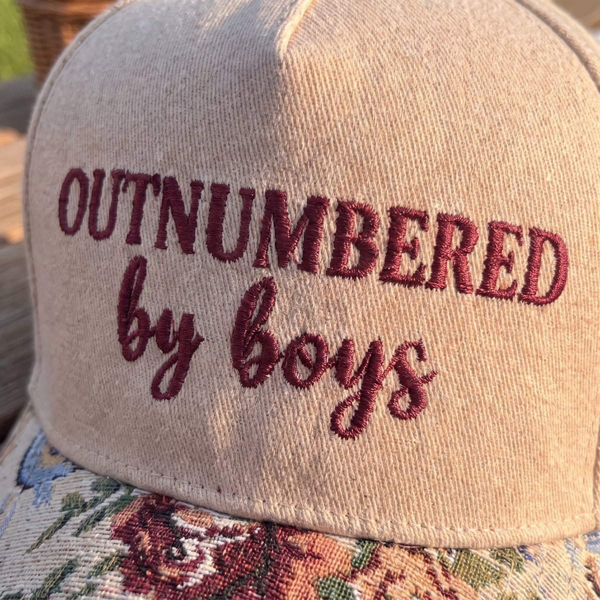 Outnumbered By Boys FLoral Hat