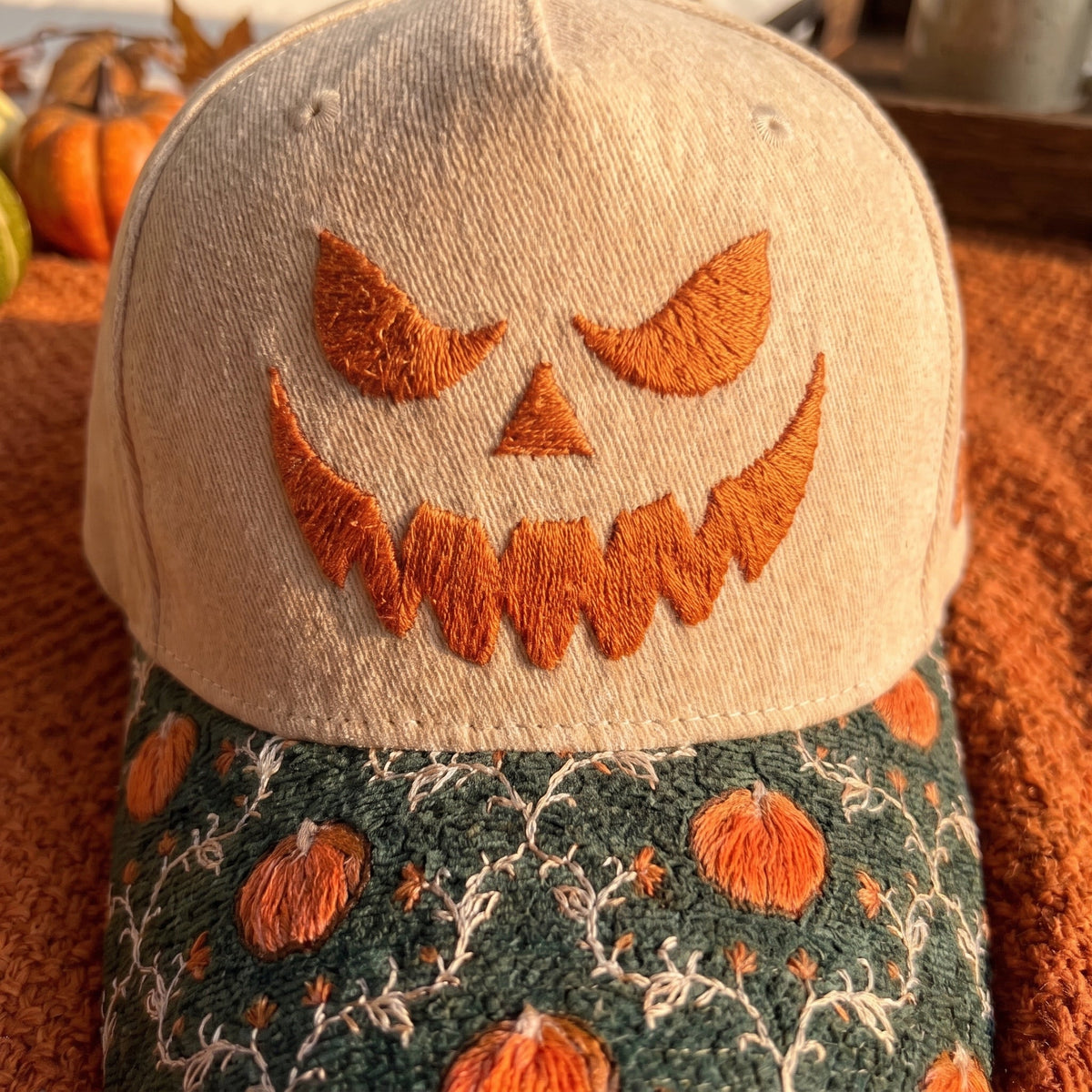 Halloween Pumpkin Tapestry Brim Hat