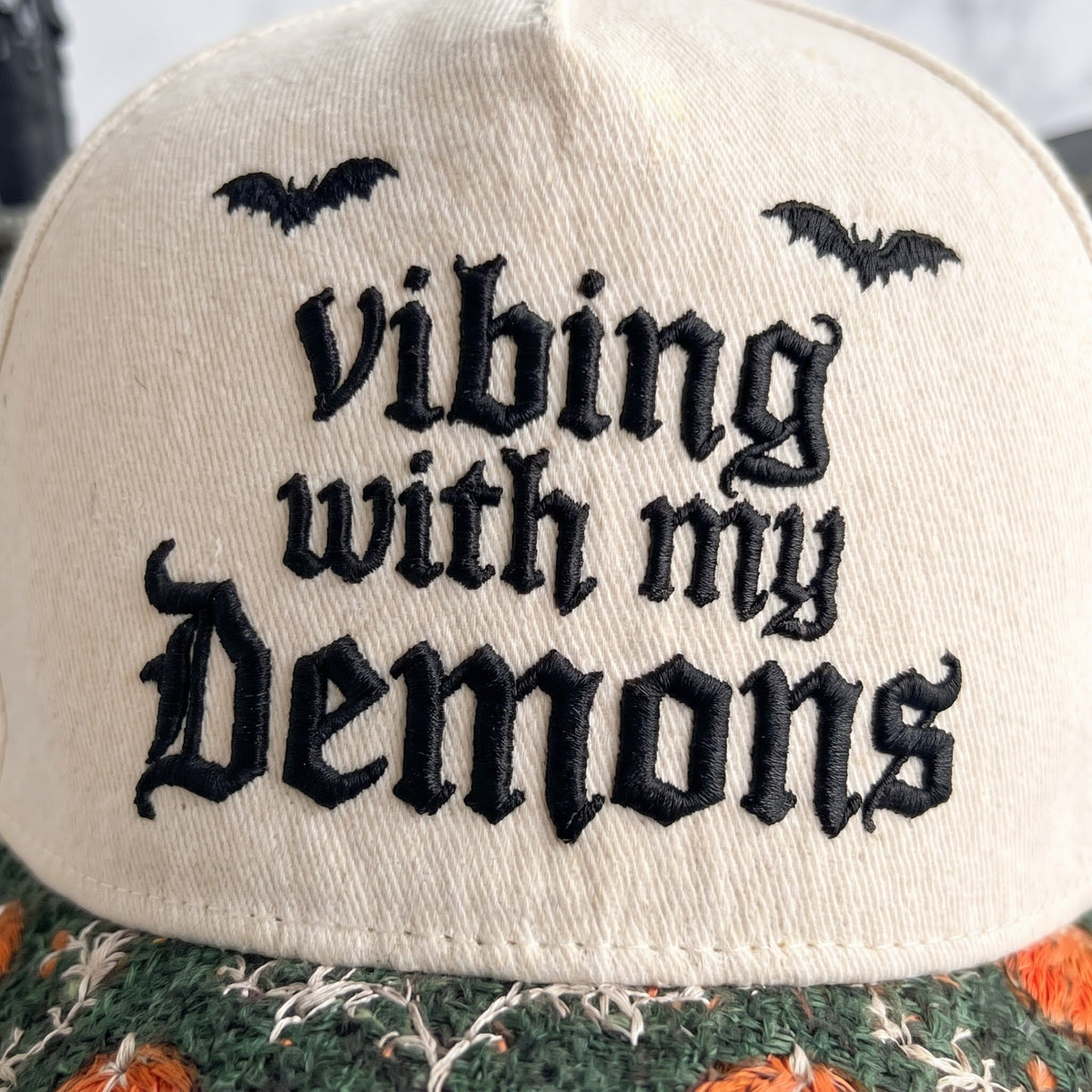 Vibing Demons Tapestry Brim Hat