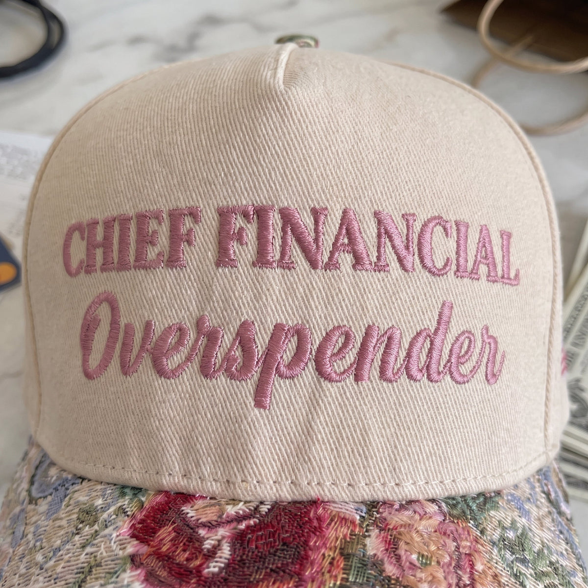 CHIEF FINANCIAL Overspender FLoral Hat