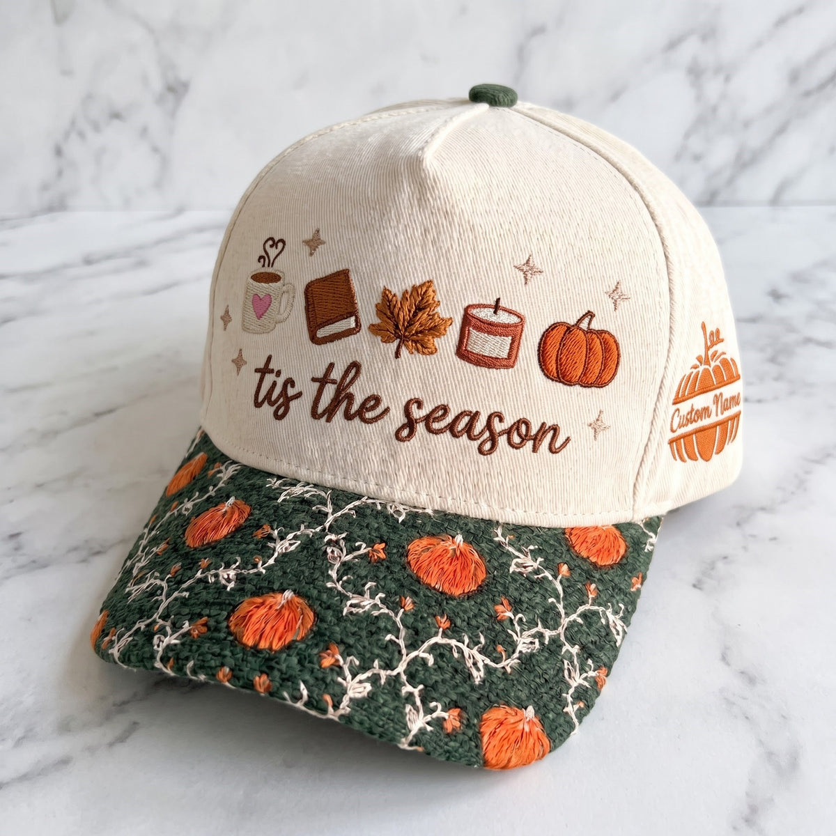 Tis The Season Pumpkin Tapestry Brim Hat