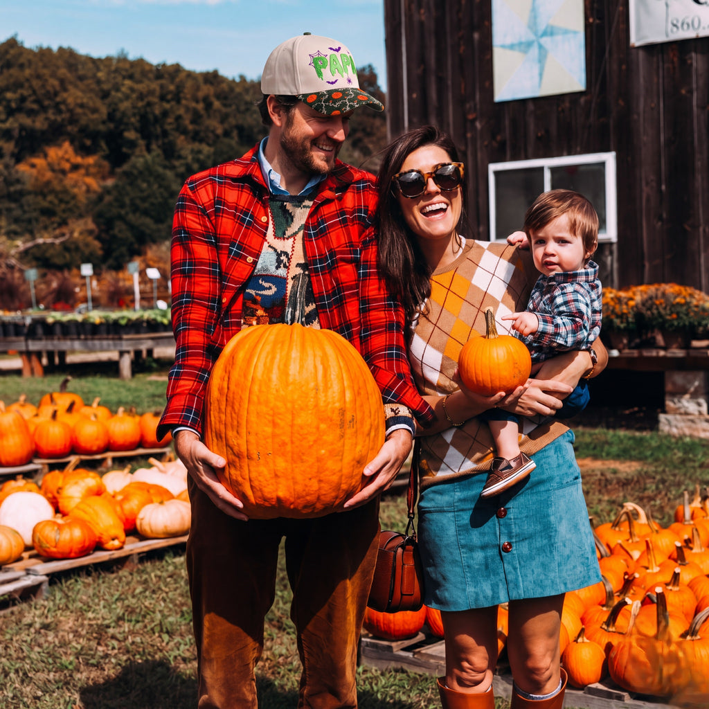 PAPA Neon Gliter Pumpkin Tapestry Brim Hat