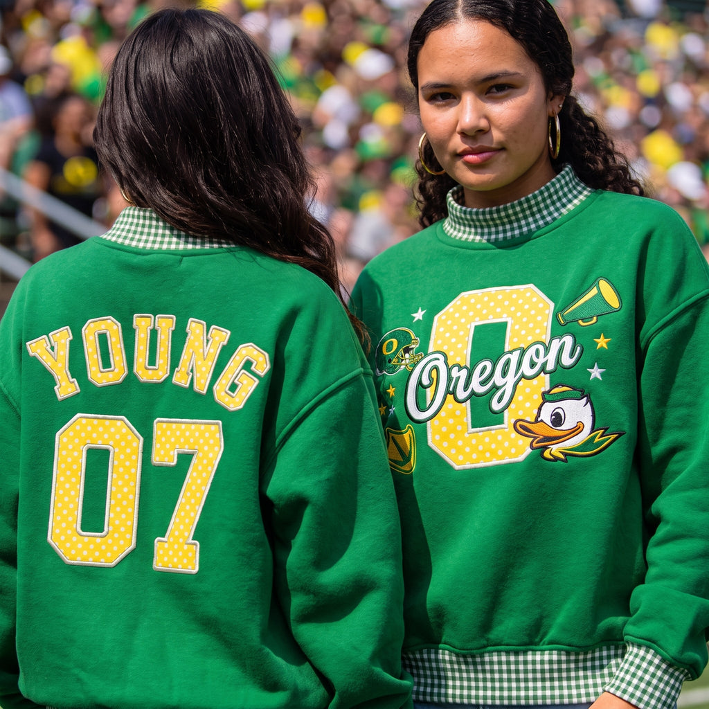 Colleges Mascot Appliqué Gingham Mockneck