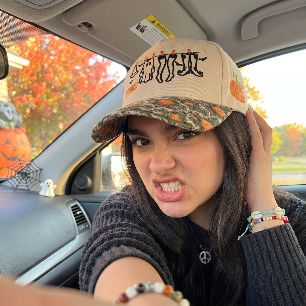 Ghost Laundry Pumpkin Tapestry Brim Hat