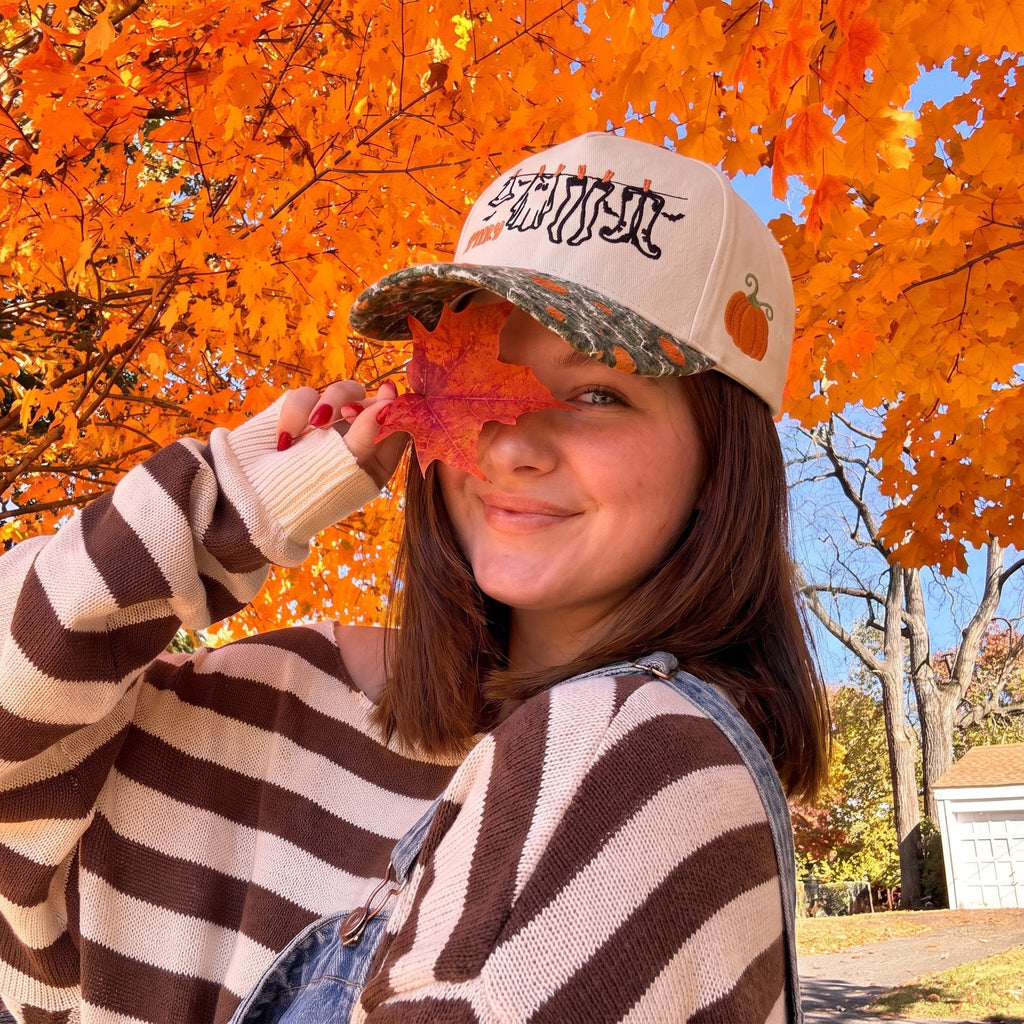 Ghost Laundry Pumpkin Tapestry Brim Hat