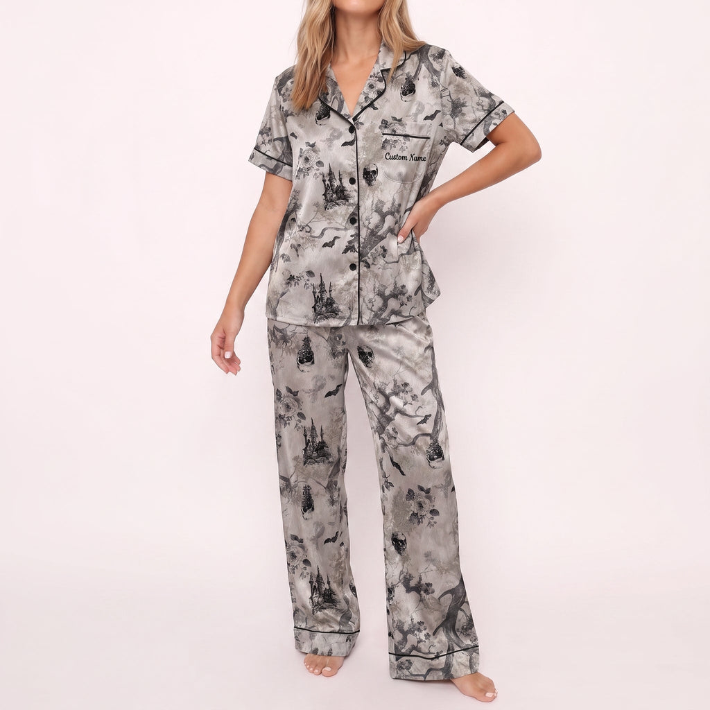 Gothic Toile Satin Pajamas Embroidery
