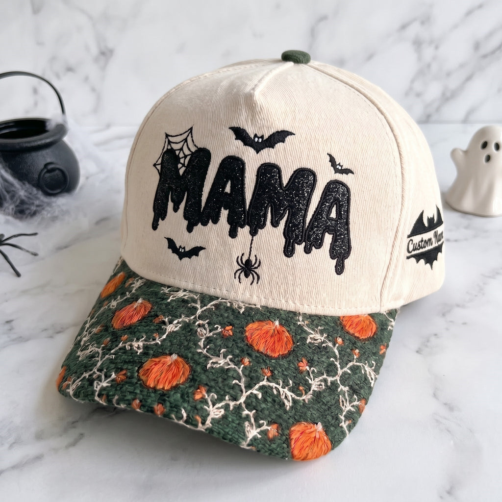 MAMA Gliter Pumpkin Tapestry Brim Hat