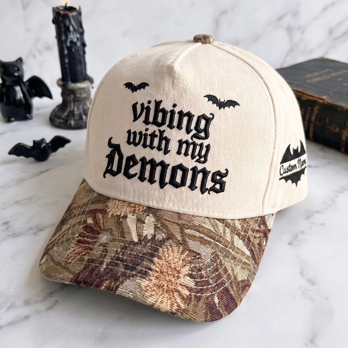Vibing Demons Tapestry Brim Hat