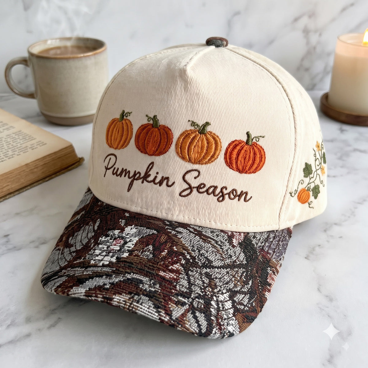 Pumpkin Season Tapestry Brim Hat