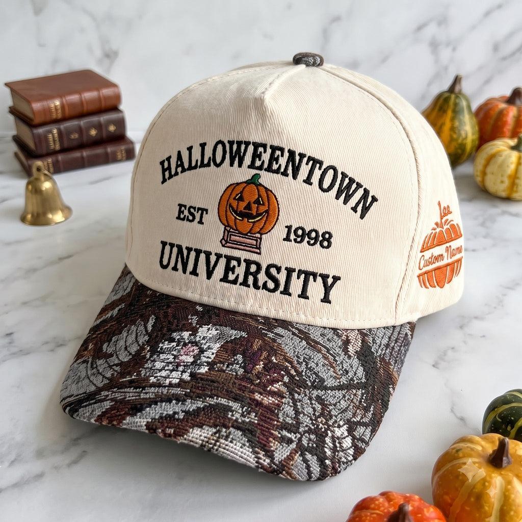 Halloween University Pumpkin Tapestry Brim Hat