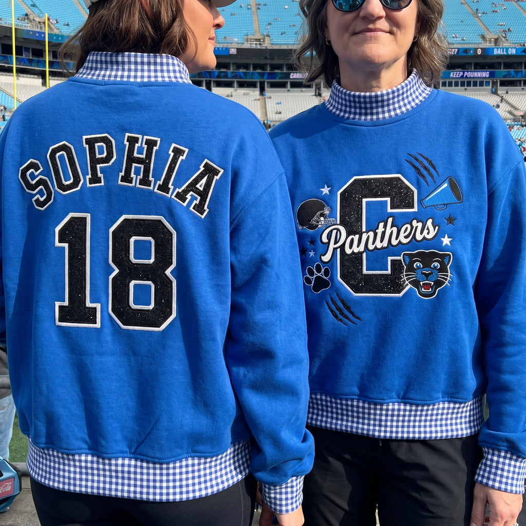 States Mascot Appliqué Gingham Mockneck