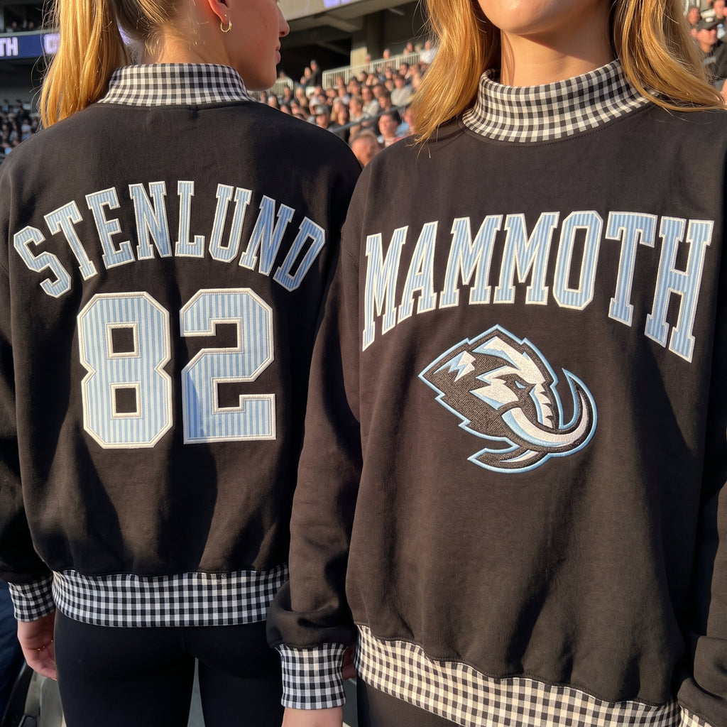 Hockey Appliqué Gingham Mockneck