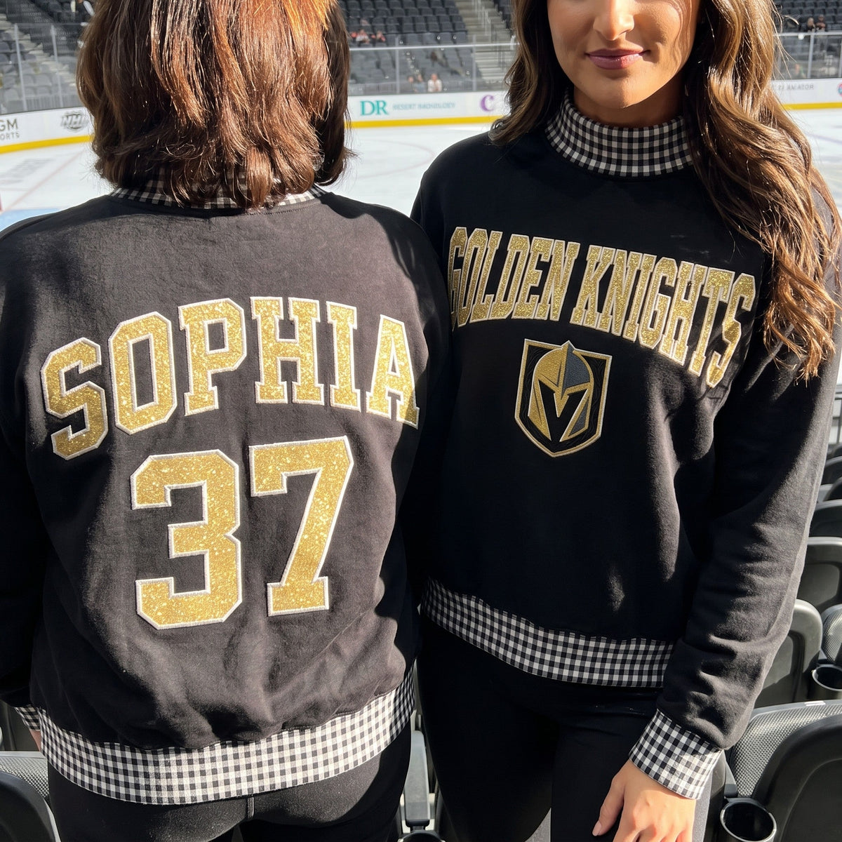 Hockey Appliqué Gingham Mockneck