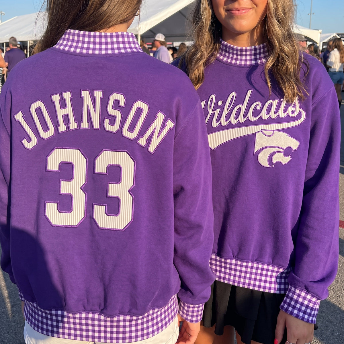 Colleges Appliqué Gingham Mockneck