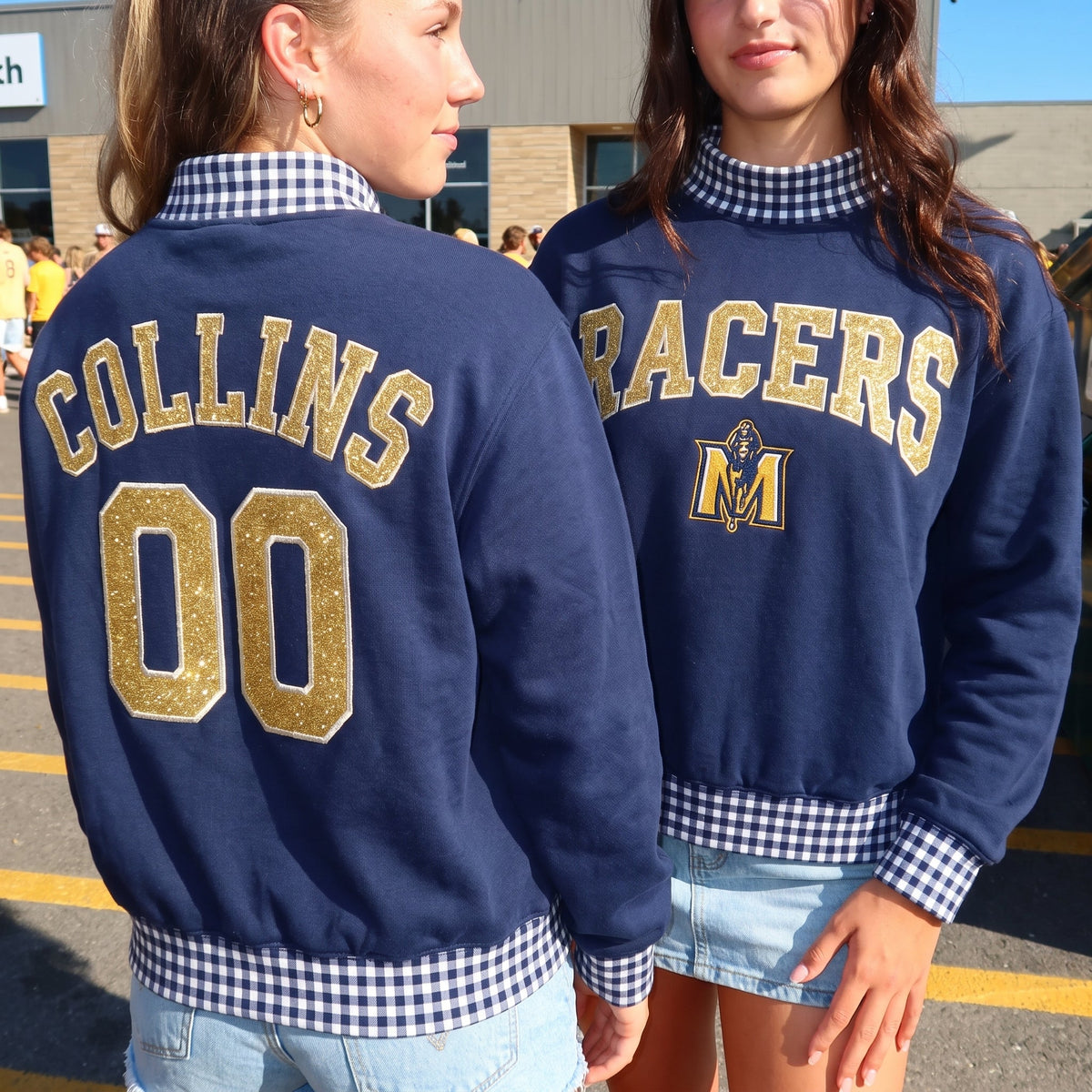 Colleges Appliqué Gingham Mockneck