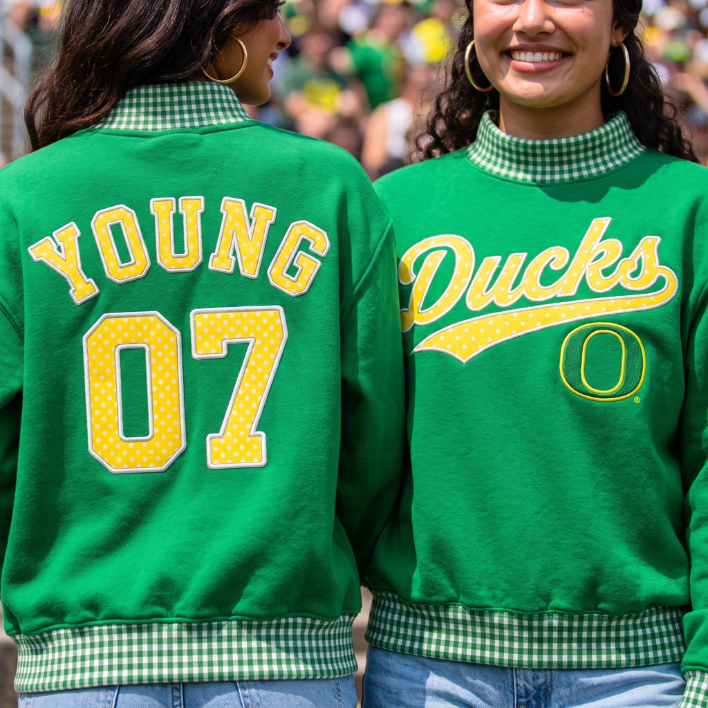 Colleges Appliqué Gingham Mockneck