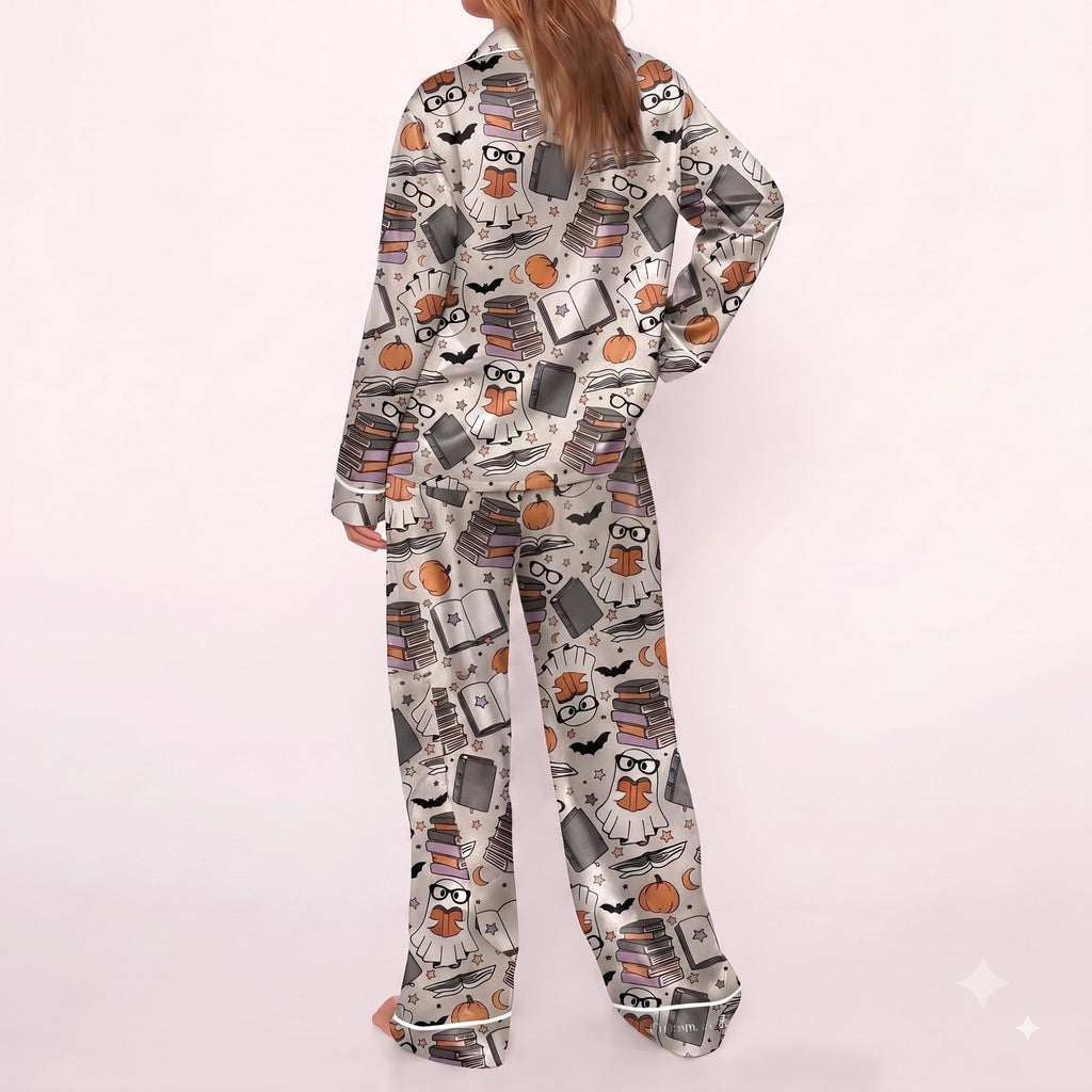Ghost & Books Satin Pajamas Embroidery