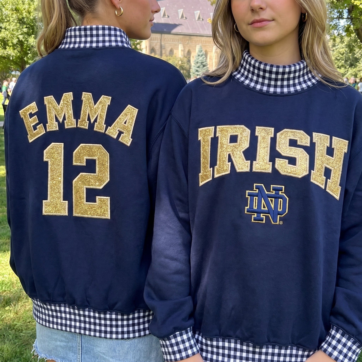 Colleges Appliqué Gingham Mockneck