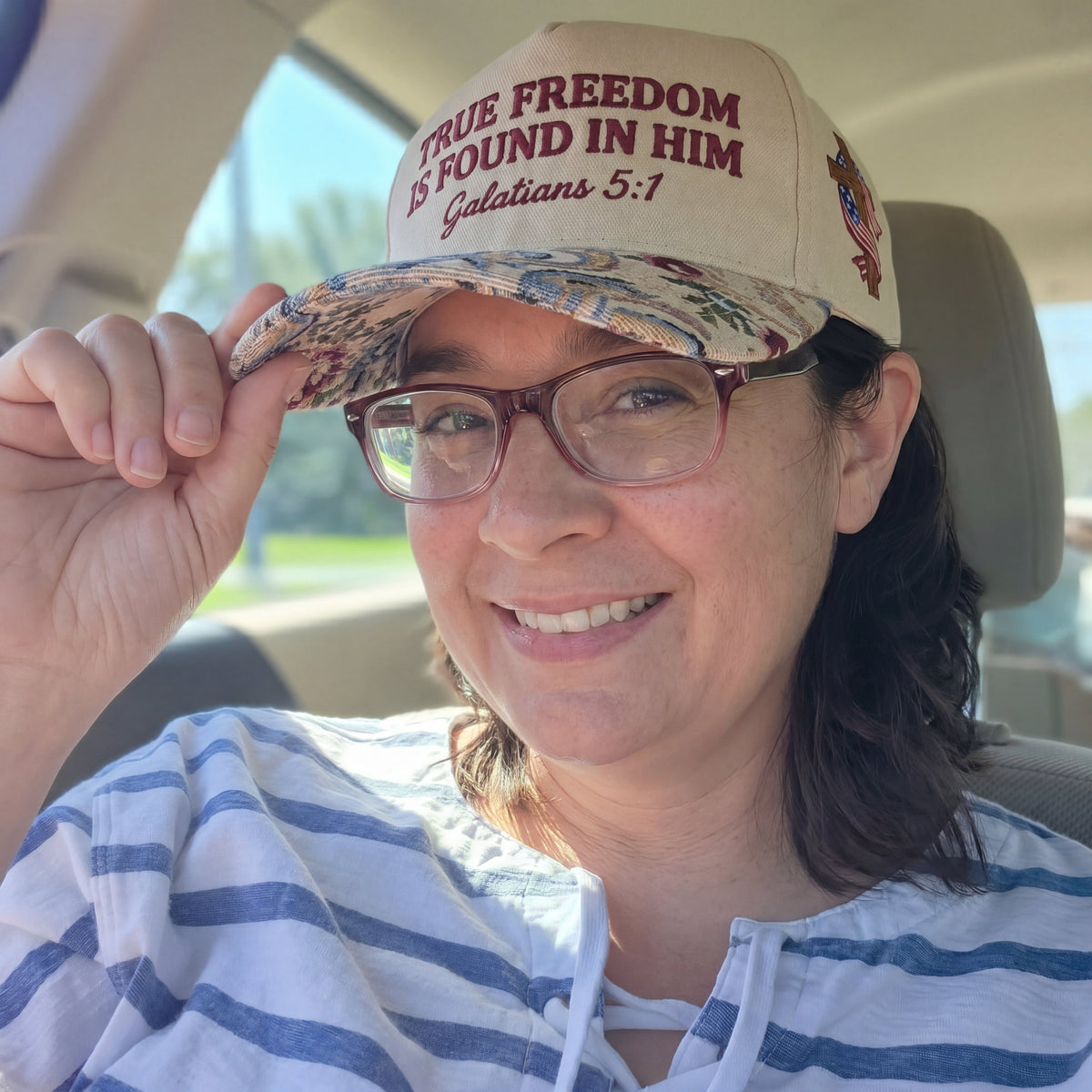 True Freedom Is Found In Him FLoral Hat