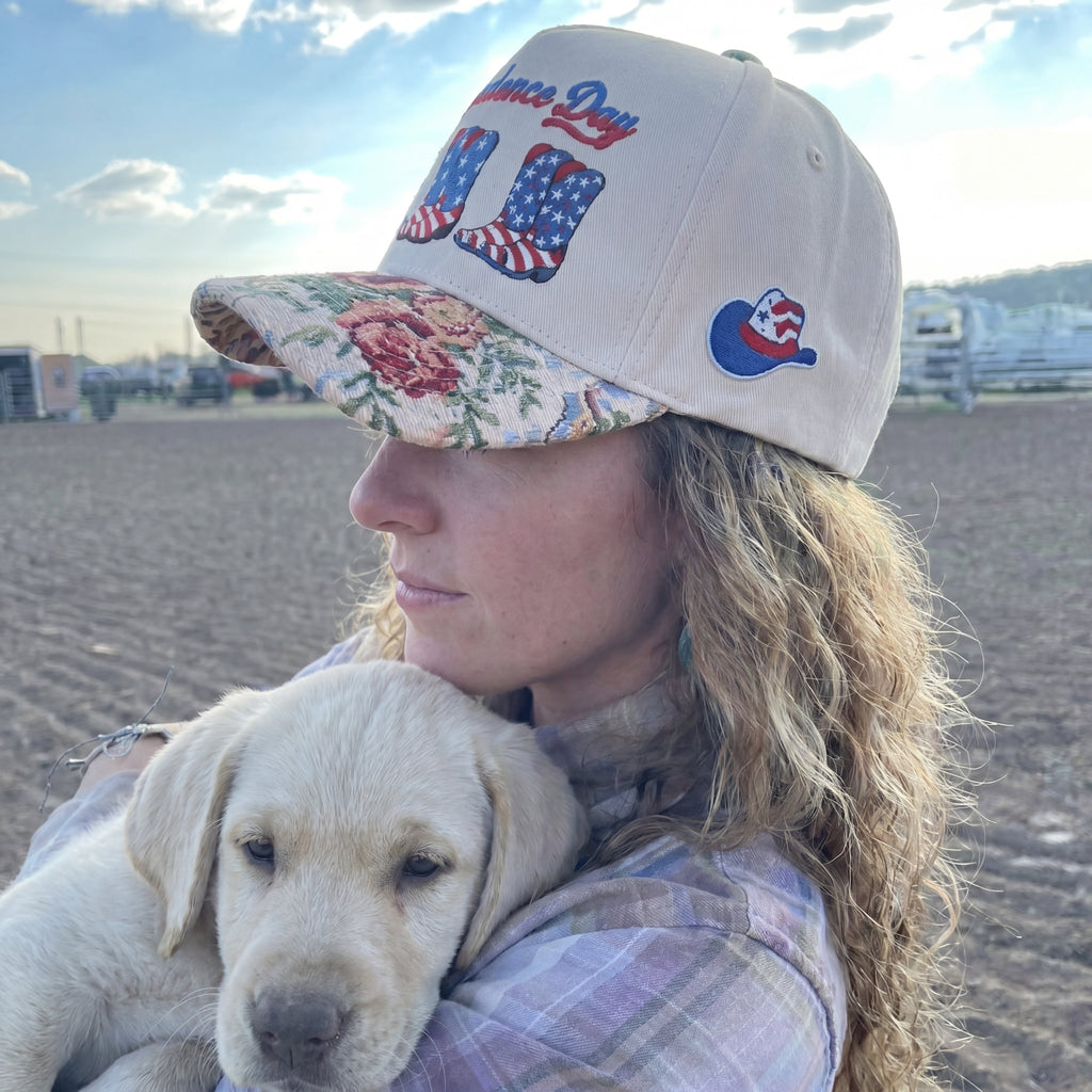 Cowboy Boots Patriotic FLoral Hat