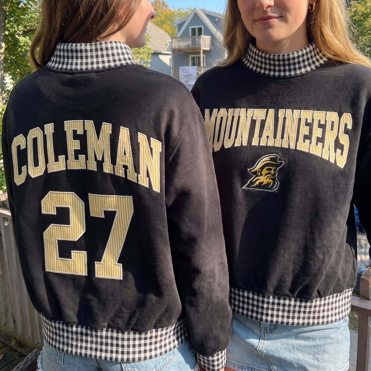 Colleges Appliqué Gingham Mockneck