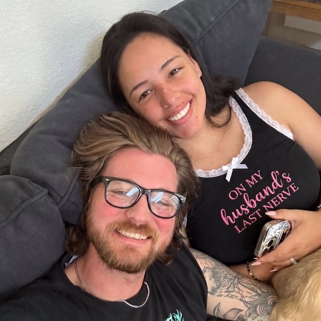 On My Husband's Last Nerve Lace Tank Top