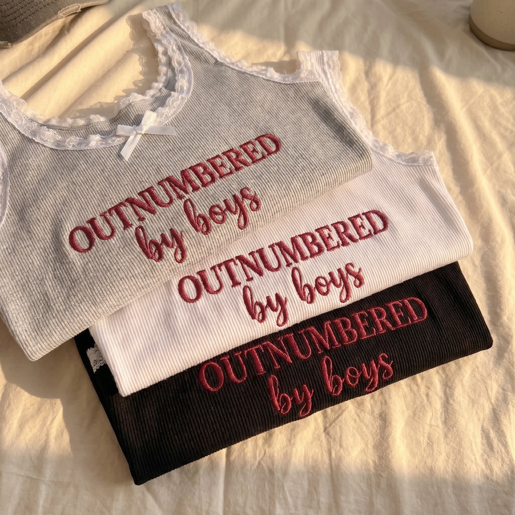 Outnumbered By Boys Lace Tank Top