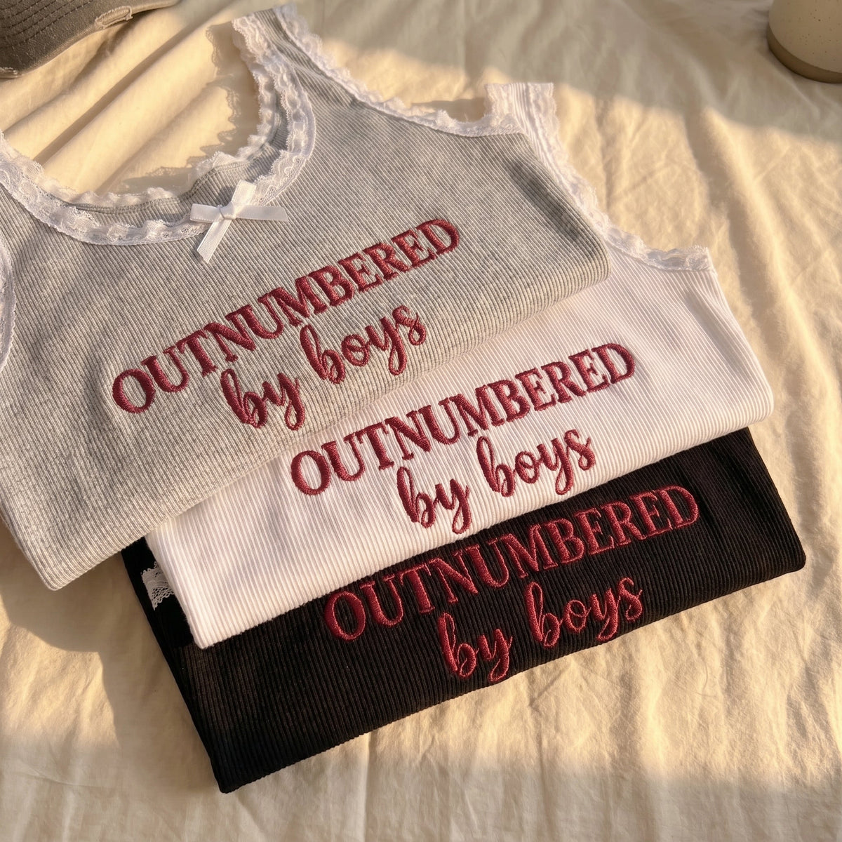 Outnumbered By Boys Lace Tank Top