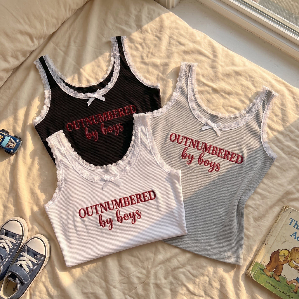 Outnumbered By Boys Lace Tank Top