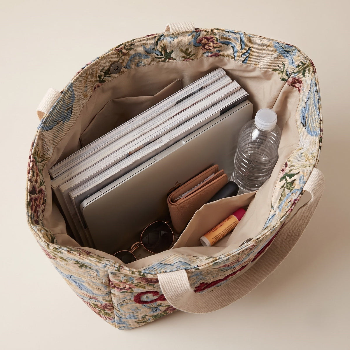 Embroidered Tapestry Floral Tote Bag