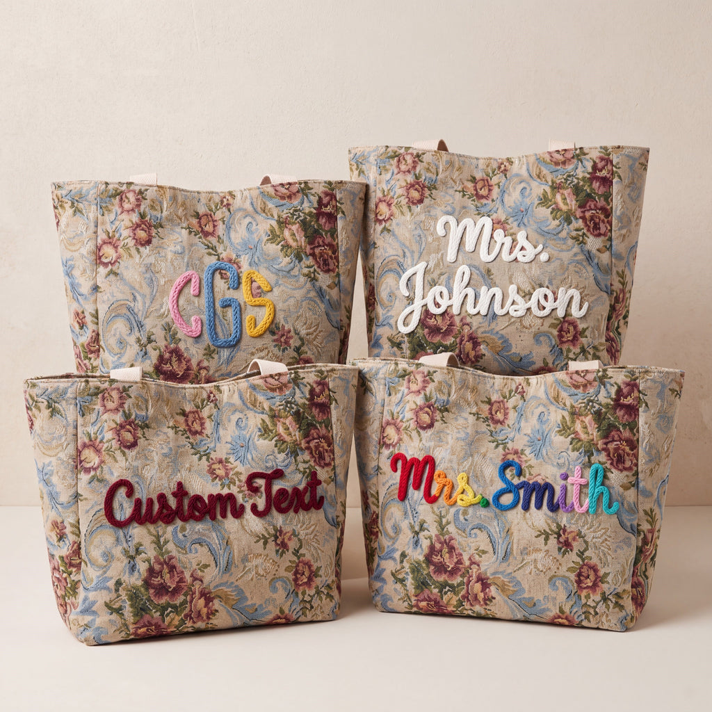 Embroidered Tapestry Floral Tote Bag