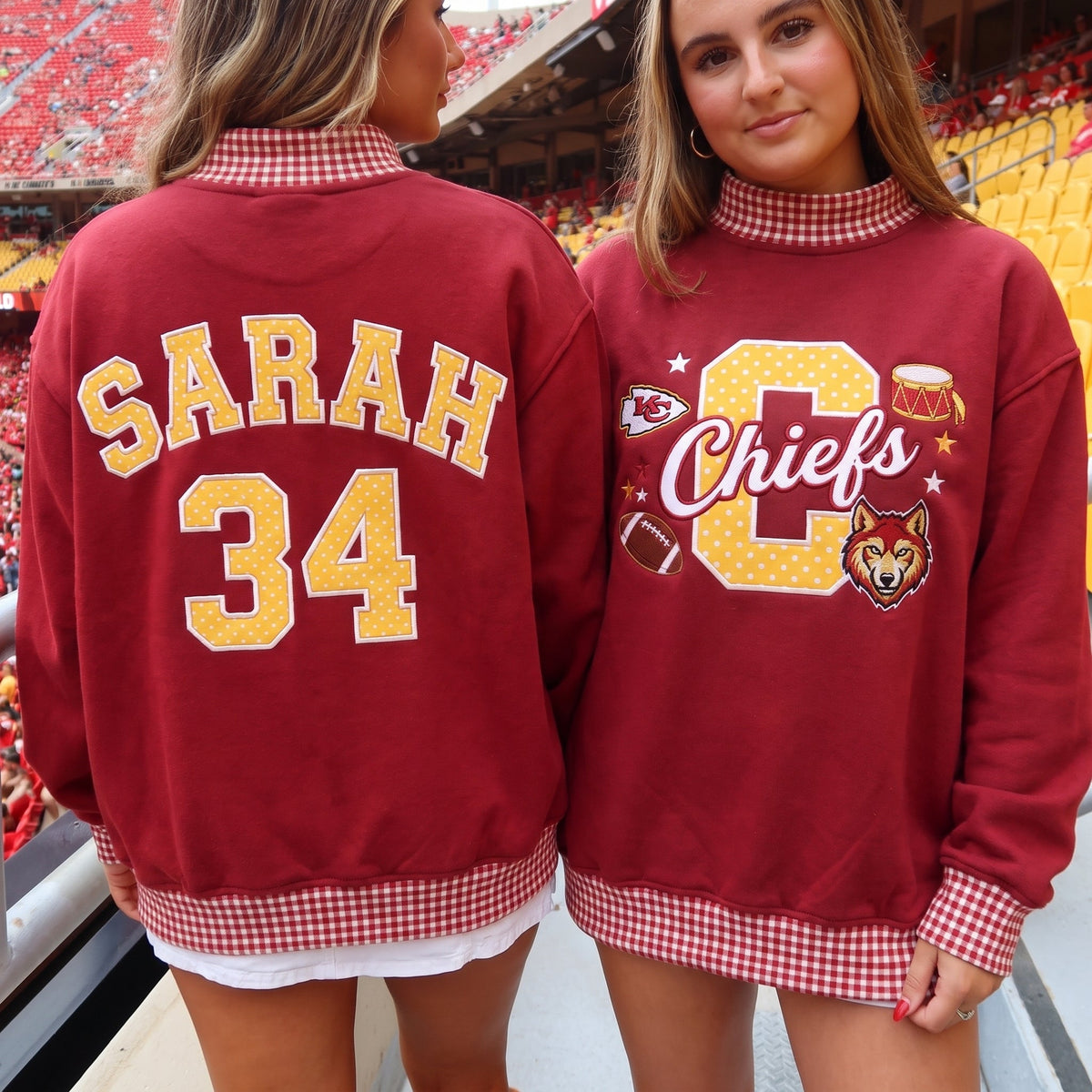 States Mascot Appliqué Gingham Mockneck