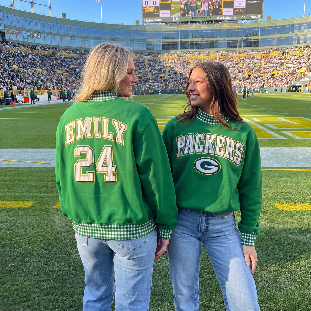 States Appliqué Gingham Mockneck