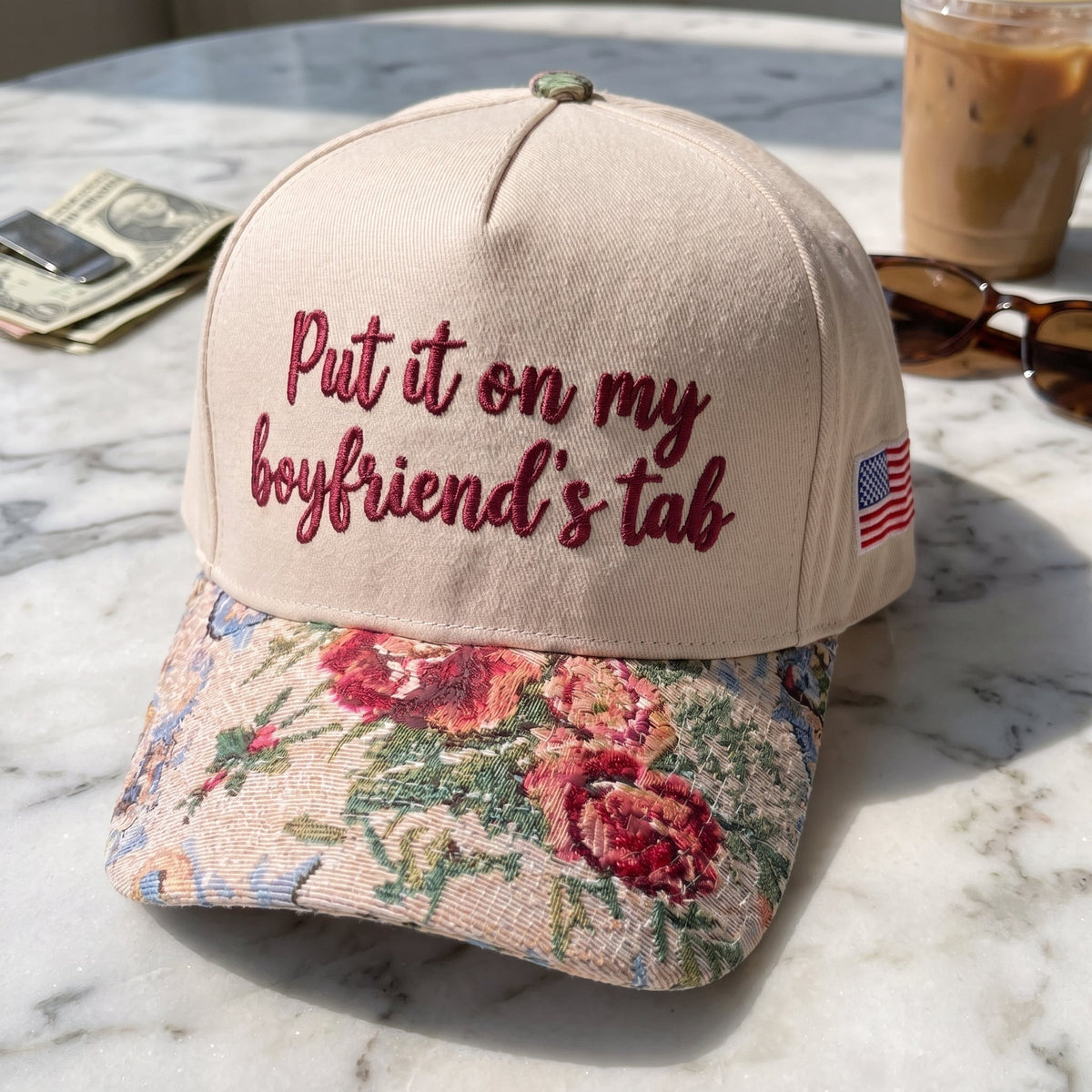 Put It On My Boyfriend's Tab FLoral Hat